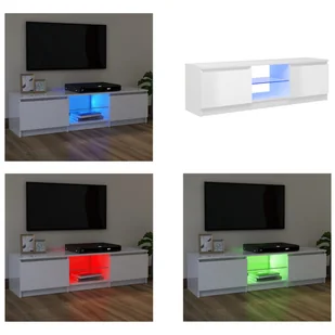 vidaXL Szafka pod telewizor z oświetleniem LED biały wysoki połysk 120x30x35,5 cm - Szafka pod telewizor - Szafki pod telewizor - Szafka pod telewizor z oświetleniem LED - Meble pod telewizor - Szafki RTV - miniaturka - grafika 1
