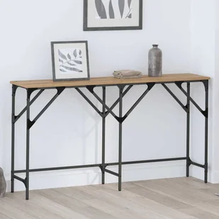 vidaXL Konsola dąb artisan 140 x 29 x 75 cm Materiał drewnopochodny - Konsole i sekretarzyki - miniaturka - grafika 1