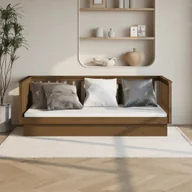 Łóżka - Łóżko dzienne miodowy brąz 100x200 cm lite drewno sosnowe - miniaturka - grafika 1