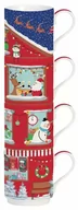 Ozdoby bożonarodzeniowe - KUBKI PORCELANOWE Święty Mikołaj i świąteczni sąsiedzi - KPL. 4 szt. (1039CHNE) - miniaturka - grafika 1