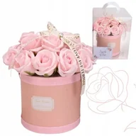 Sztuczne kwiaty - FLOWER BOX BUKIET ZAPACHOWYCH KWIATÓW MYDLANYCH W PUDEŁKU PREZENT URODZINY DLA NIEJ - miniaturka - grafika 1