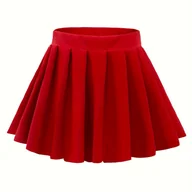 Spódnice - TEMU Elegancka, spłaszczona spódniczka damska w jednolitym, zielonym kolorze - rozkloszowany dół, elastyczna , idealna na co dzień i na specjalne - miniaturka - grafika 1