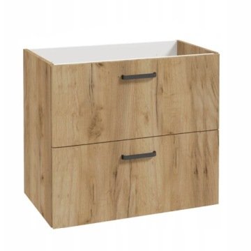 Szafka do Łazienki pod Umywalkę 80 x40cm Dąb Craft Złoty Wisząca 2 Szuflady