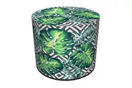 Pufy i podnóżki - Puf RASIL czarny/zielony, 40x40x40, tkanina - miniaturka - grafika 1