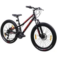 Rowery - Rower młodzieżowy INDIANA Rock Jr 2.4 24 cale dla chłopca Czarno-czerwony - miniaturka - grafika 1