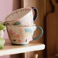 Kubki - Kubek zdobiony GILLIAN kolorowy paw 0,4 l HOMLA - miniaturka - grafika 1