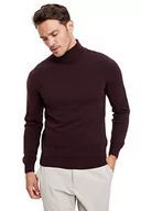 Koszulki męskie - DeFacto Męski sweter z dzianiny z długim rękawem, okrągły dekolt, slim fit dla mężczyzn, topy (bordowy, 3XL), bordowy, 3XL - miniaturka - grafika 1