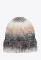 Czapki damskie - Czapka zimowa damska w stylu ombre szaro - beżowa - miniaturka - grafika 1
