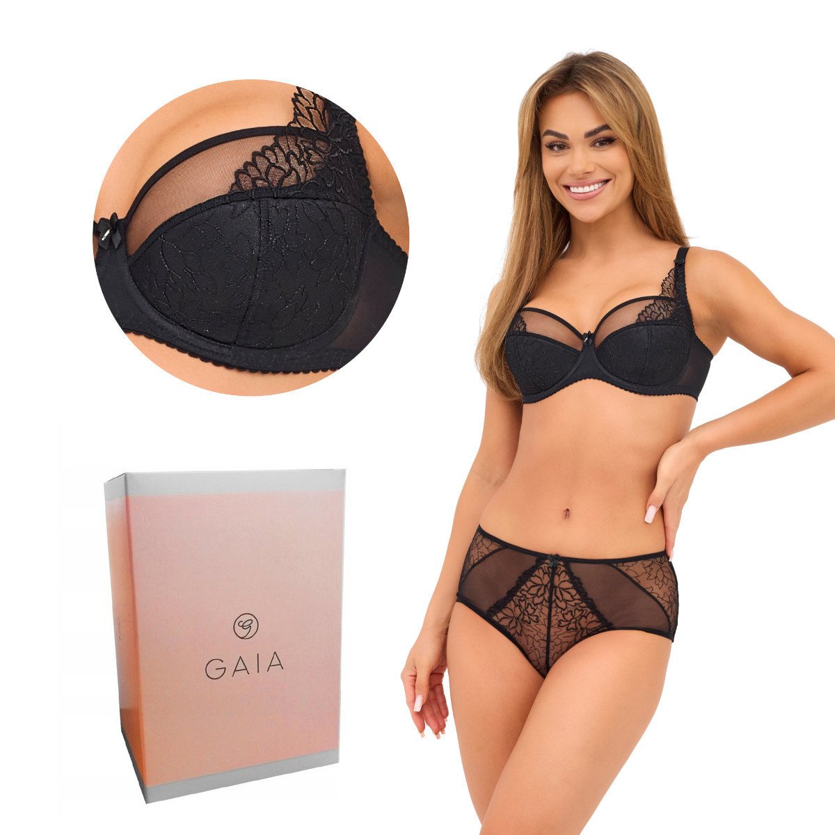 Biustonosz GAIA Semi-Soft Maja 1300 półusztywniany czarny 80E