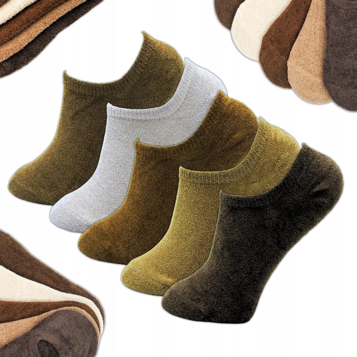 5 x SKARPETKI DAMSKIE STOPKI KOLOROWE RÓŻNE WZORY CIEPŁE 35-38 SKARPETY