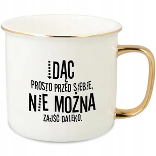KUBEK UCHO RANT ZŁOTY PORCELANOWY RETRO 280ML PREZENT MOTYWACJA MIX WZORY - Kubki - miniaturka - grafika 1