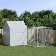 Sprzęt podróżny i transportery dla psów - vidaXL Kojec dla psa, z dachem, srebrny, 4x4x2,5 m, stal galwanizowana - miniaturka - grafika 1