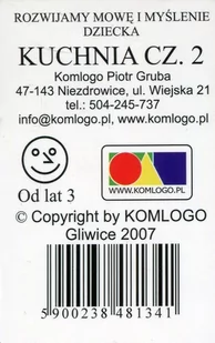 Komlogo Komlogo, karty logopedyczne, Rozwijamy mowę i myślenie dziecka, Kuchnia część 2 - Gry karciane - miniaturka - grafika 1