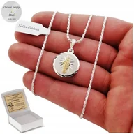 Biżuteria dla dzieci - SREBRNY ŁAŃCUSZEK KORDEL + MEDALIK 925 PREZENT NA KOMUNIĘ CHRZEST + GRAWER - miniaturka - grafika 1