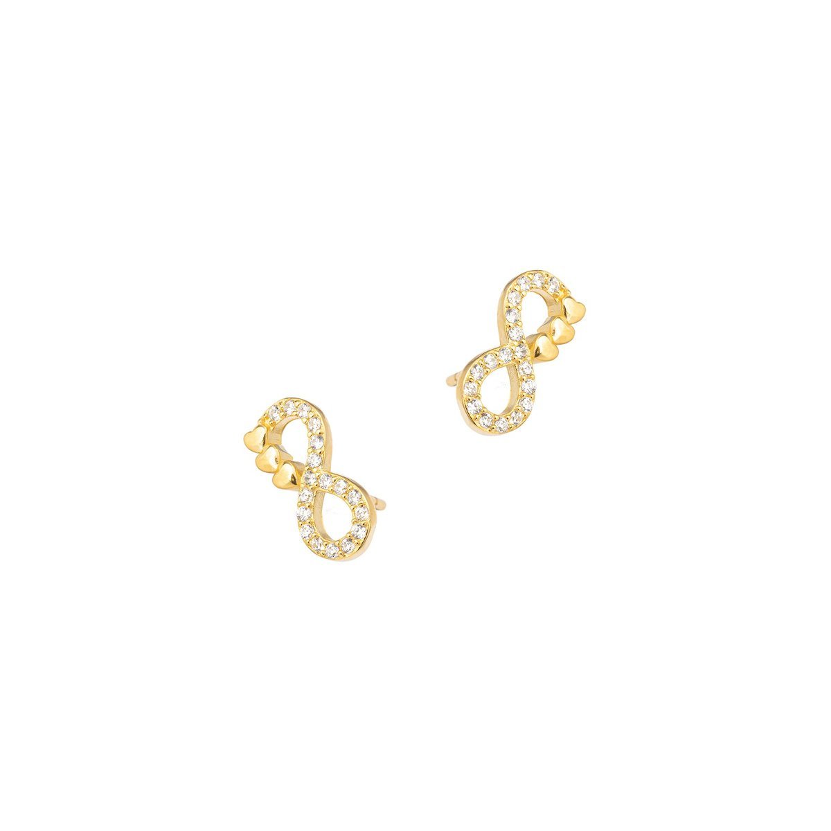 Srebrne pozłacane kolczyki 925 Nieskończoność Cyrkonie Sztyft