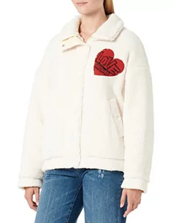 Kurtki damskie - Love Moschino Women's eco Teddy kurtka damska, kremowa, 38 - grafika 1