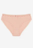 Majtki damskie - Różowe Bawełniane Majtki Typu Figi z Koronką i Kokardą Zeteria - miniaturka - grafika 1