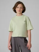 Koszulki dla dziewczynek - 4F T-shirt loose gładki dziewczęcy - zielony 158/164 (12-14 lat) - miniaturka - grafika 1