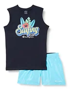 Spodenki damskie - Champion Chłopięcy Legacy Back to The Beach Graphic S/L T-shirt i szorty plażowe komplet, (granatowy/jasnoniebieski), 3-4 lat - miniaturka - grafika 1