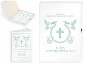 Pamiątka Pierwszej Komunii Świętej - Murrano Biblia Dla Dzieci Z Twoim Nadrukiem I Drewnianym Etui Wieniec KZ-BIB-M_DRO-UV-005 - miniaturka - grafika 1