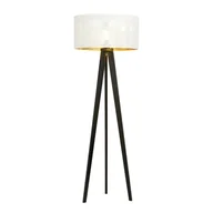 Lampy stojące - Emibig ASTON LP1 WHITE/GOLD 1147/LP1 lampa podłogowa drewniana duży oryginalny abażur 1147/LP1 - miniaturka - grafika 1