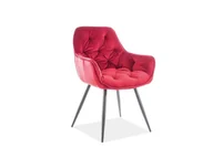 Krzesła - Signal Krzesło z podłokietnikami CHERRY VELVET czarny stelaż , bordo welur, bluvel 59 - miniaturka - grafika 1