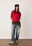 Swetry damskie - Stradivarius Sweter basic z dzianiny o miękkim dotyku Czerwony XL - miniaturka - grafika 1