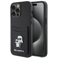Etui i futerały do telefonów - Karl Lagerfeld KLHCP15XSAPKCNPK iPhone 15 Pro Max 6.7" czarny/black hardcase Saffiano Cardslot KC Metal Pin - miniaturka - grafika 1