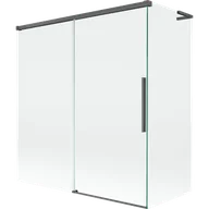 Parawany nawannowe - Mexen Rox L parawan nawannowy 2-skrzydłowy rozsuwany 150 + 70 x 150 cm, transparent, gun gray szczotkowany - 8C9L-150-070-66-00 - miniaturka - grafika 1