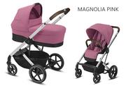 Wózki dziecięce - CYBEX BALIOS S LUX SILVER FRAME 3w1 Magnolia Pink - miniaturka - grafika 1