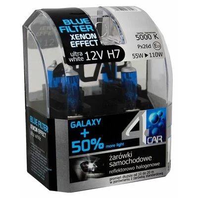 Zestaw żarówek samochodowych H7 12V BLUE GALAXY +50% 4CAR