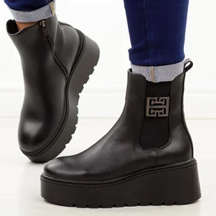 Czarne botki damskie na platformie Vinceza 58551 - Botki damskie - miniaturka - grafika 1