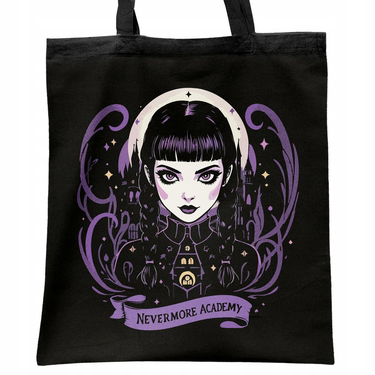 Torba bawełniana czarna na zakupy Nevermore Wednesday Dla Fanów