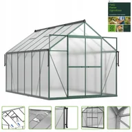 Szklarnie ogrodowe - Szklarnia Ogrodowa Poliwęglan Duża Slide-In 370x244cm Zielona UV - miniaturka - grafika 1