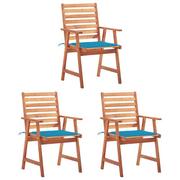 Fotele i krzesła ogrodowe - vidaXL Lumarko Krzesła ogrodowe z poduszkami, 3 szt., lite drewno akacjowe! 3064351 - miniaturka - grafika 1