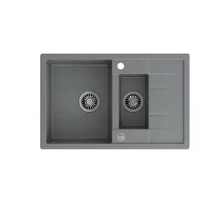 QUADRON MORGAN 156 szary metalik + odpływ stalowy (HB8224U5-BS) HB8224U5-BS - Zlewozmywaki - miniaturka - grafika 1