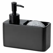 Suszarki do naczyń - Wenko Dozownik detergentu z miejscem na gąbkę Resa, czarny - miniaturka - grafika 1