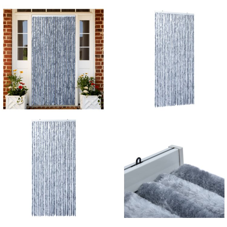 vidaXL Zasłona przeciw owadom srebrna 100x220 cm szenilowa - Zasłona przeciw owadom - Zasłony przeciw owadom - Zasłony przeciw owadom - Zasłony przeciw owadom