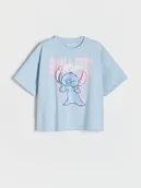 Koszulki dla dziewczynek - Reserved - Bawełniany t-shirt Lilo i Stitch - jasnoniebieski - miniaturka - grafika 1