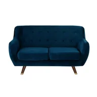 Sofy i kanapy - Beliani Sofa dwuosobowa welur ciemnoniebieska BODO - miniaturka - grafika 1