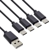 Kable USB - InLine® USB 4in1 Y-Ladekabel, 1x USB-A Stecker an 4x USB-C Stecker, schwarz 1m - miniaturka - grafika 1