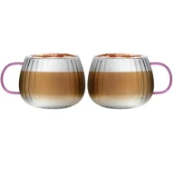 Szklanki - Vialli Design Komplet szklanek z różowym uchem Tulip 1210 2 x 350 ml - miniaturka - grafika 1