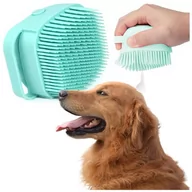 Szczotki i furminatory - Szczotka Do Masażu Sierść Z Dozownikiem Niebieska - miniaturka - grafika 1