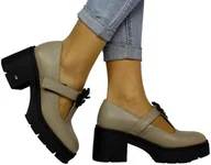 Czółenka - Czółenka Stylowe Karino 5289-022 P Ciemny Beż Lico Skóra Naturalna - KARINO - miniaturka - grafika 1