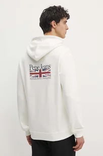 Pepe Jeans bluza bawełniana SEDRIC P męska kolor biały z kapturem z nadrukiem PM582710 - Bluzy męskie - miniaturka - grafika 1