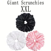 Inne - TEMU Zestaw 3 sztuk Eleganckich Boho Dużych Gumek do Włosów, Duże Elastyczne Satynowe Scrunchie dla Kobiet, Puszyste Gigantyczne Gumki do Włosów, - miniaturka - grafika 1