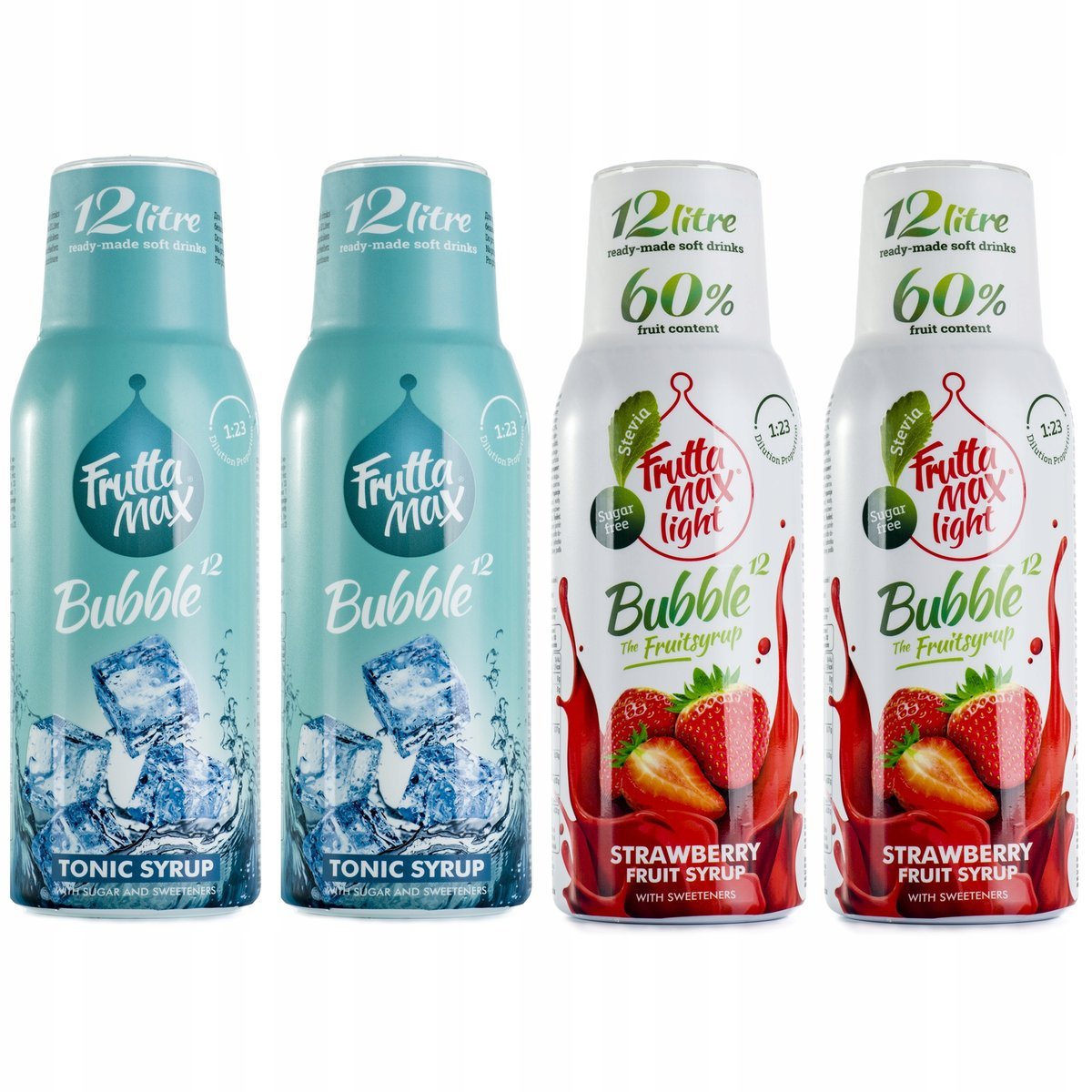 FruttaMax Zestaw 4 syropów 2x Tonic + 2x Truskawka