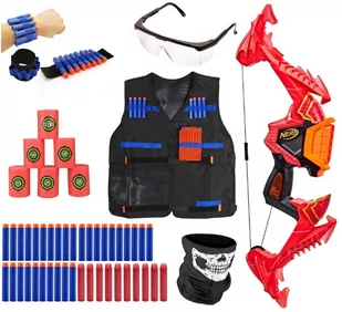 Nerf Elite Dragonpower łuk Skyblaze F0809 + 30 strzałek + kamizelka + cele + opaska + bandana + okulary - Zabawki militarne - miniaturka - grafika 1