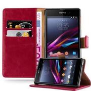 Etui i futerały do telefonów - Luxury Cadorabo - Book Style Hülle für Sony Xperia Z1 - Case Cover Schutzhülle Etui mit Standfunktion und Kartenfach in WEIN-ROT - miniaturka - grafika 1