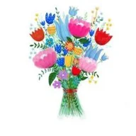 Kartki okolicznościowe i zaproszenia - Karnet Kwadrat Bukiet Kwiatów - miniaturka - grafika 1